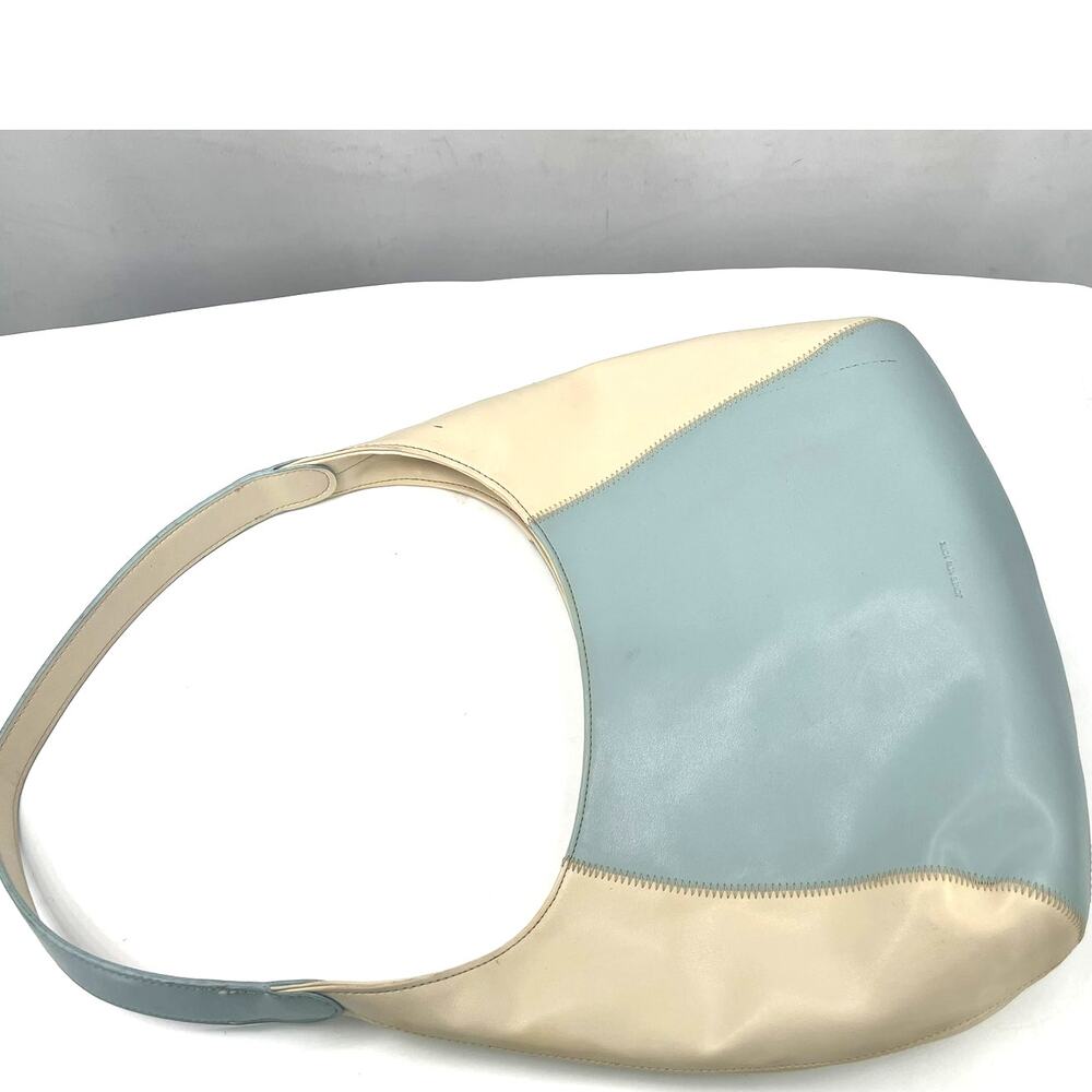 Vintage y2k 2000's  light blue cream hobo-style shoulder bag tassel purse - Picture 6 of 9